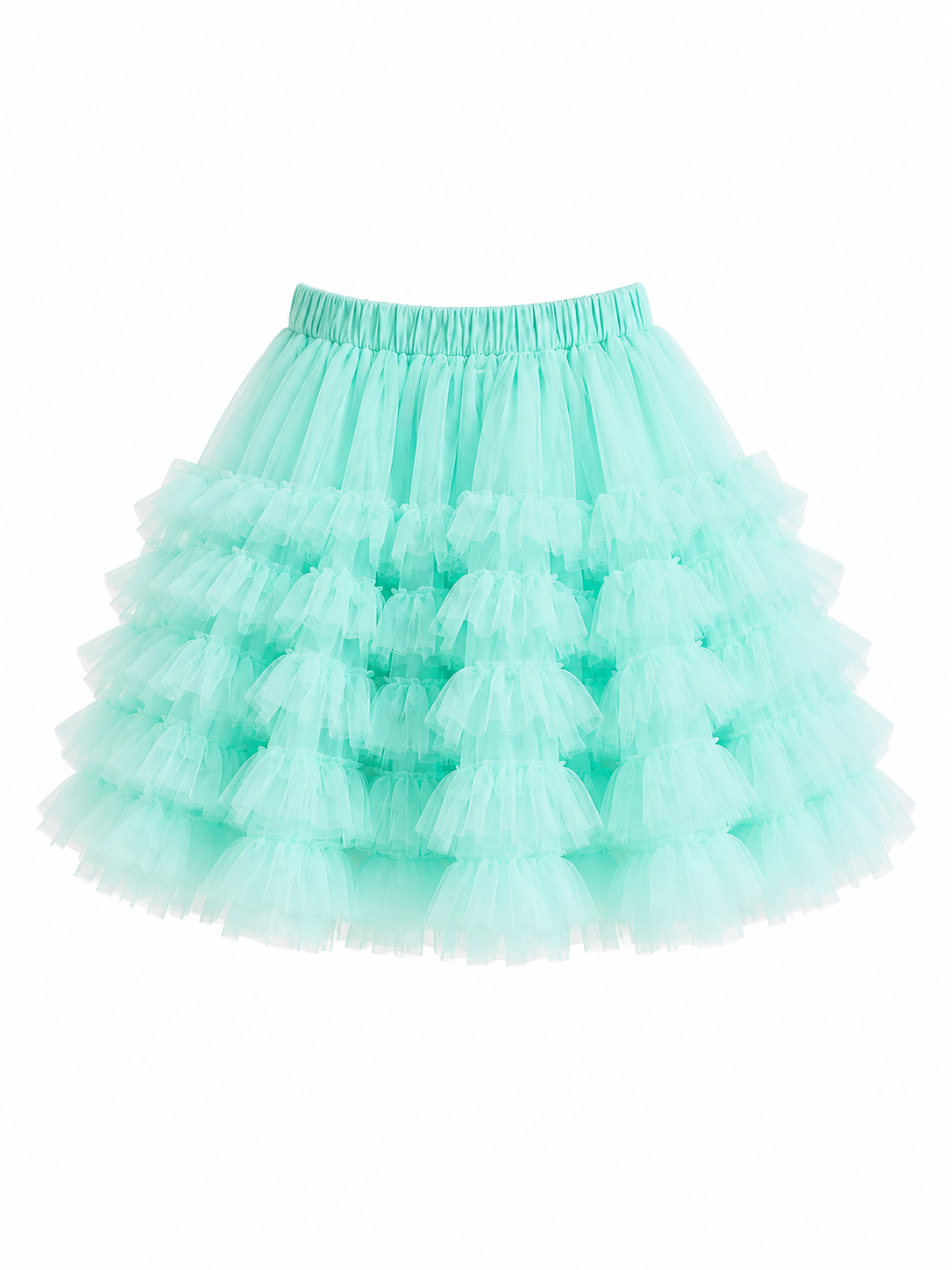 Falda de fiesta de tul con volantes menta para niñas