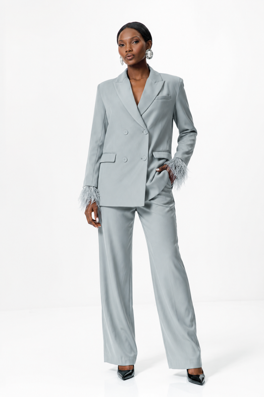 Celeste Feather Cuff Suit Set