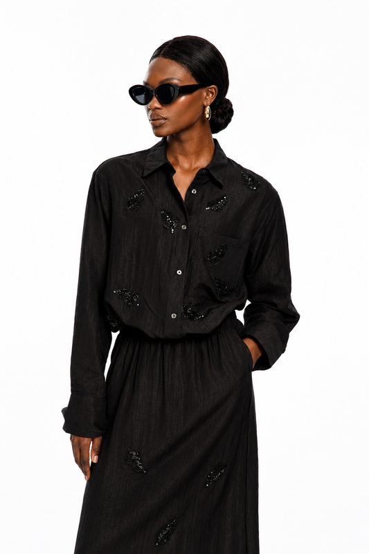 Conjunto Largo Negro Elegancia de Medianoche