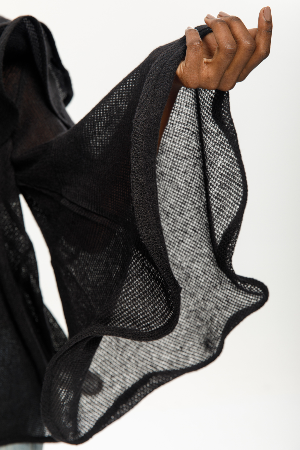 Noir Cascade One-Shoulder Knit Top