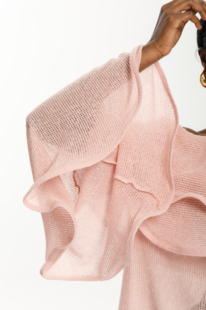 Noir Cascade One-Shoulder Knit Top