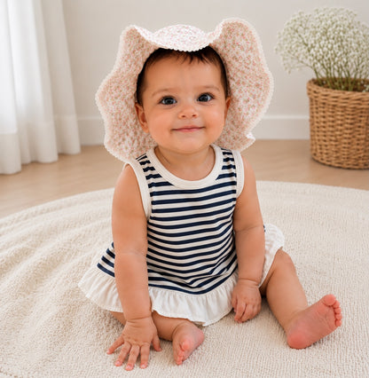 Vestido náutico de rayas con volantes para bebé niña