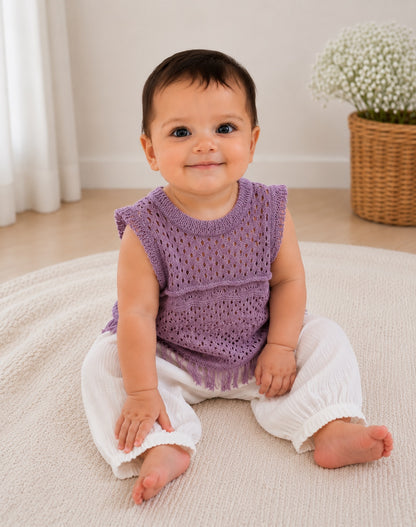 Baby Girl Lavender Knit Sleeveless Blouse