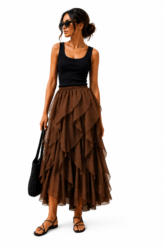 RUFFLE CHIFFON SKIRT