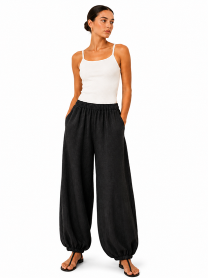 Pantalones Hinchados de Lino