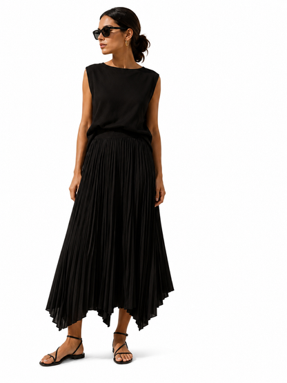 Ivory Breeze Pleated Midi Skirt