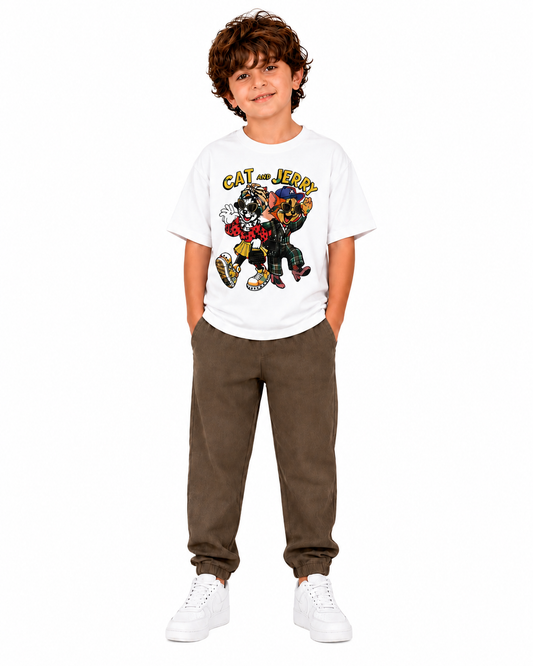 CAT & JERRY GRAPHIC COTTON T-SHIRT – WHITE