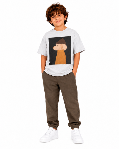 Camiseta de algodón para niño con estampado de perro acogedor