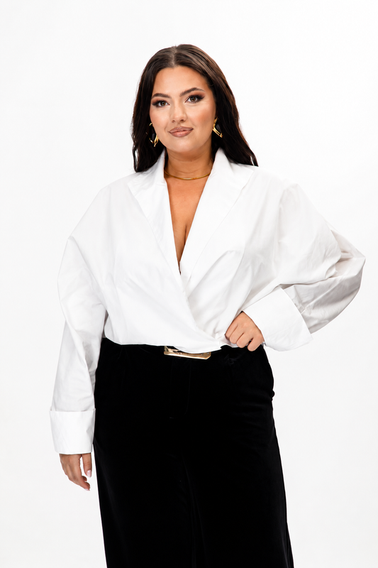 Elegant Wrap Blouse & Wide-Leg Trouser Set