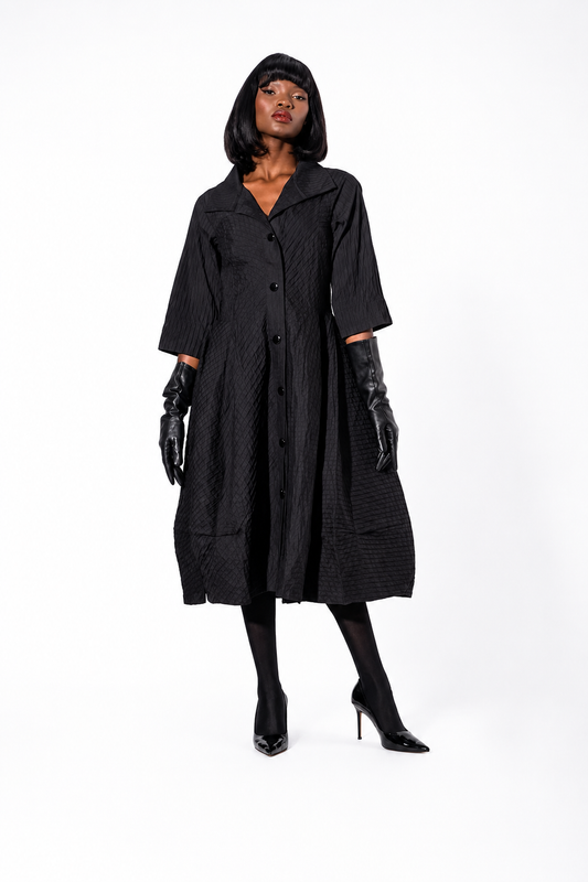 Midnight Elegance Quilted Midi Dress