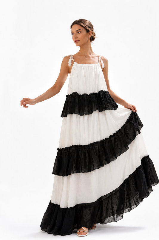 Monochrome Romance Maxi Dress