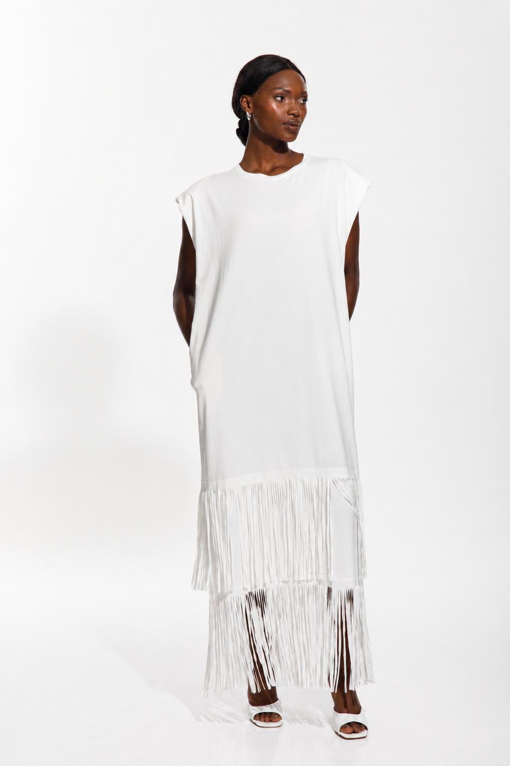 Ivory Fringe Maxi Dress