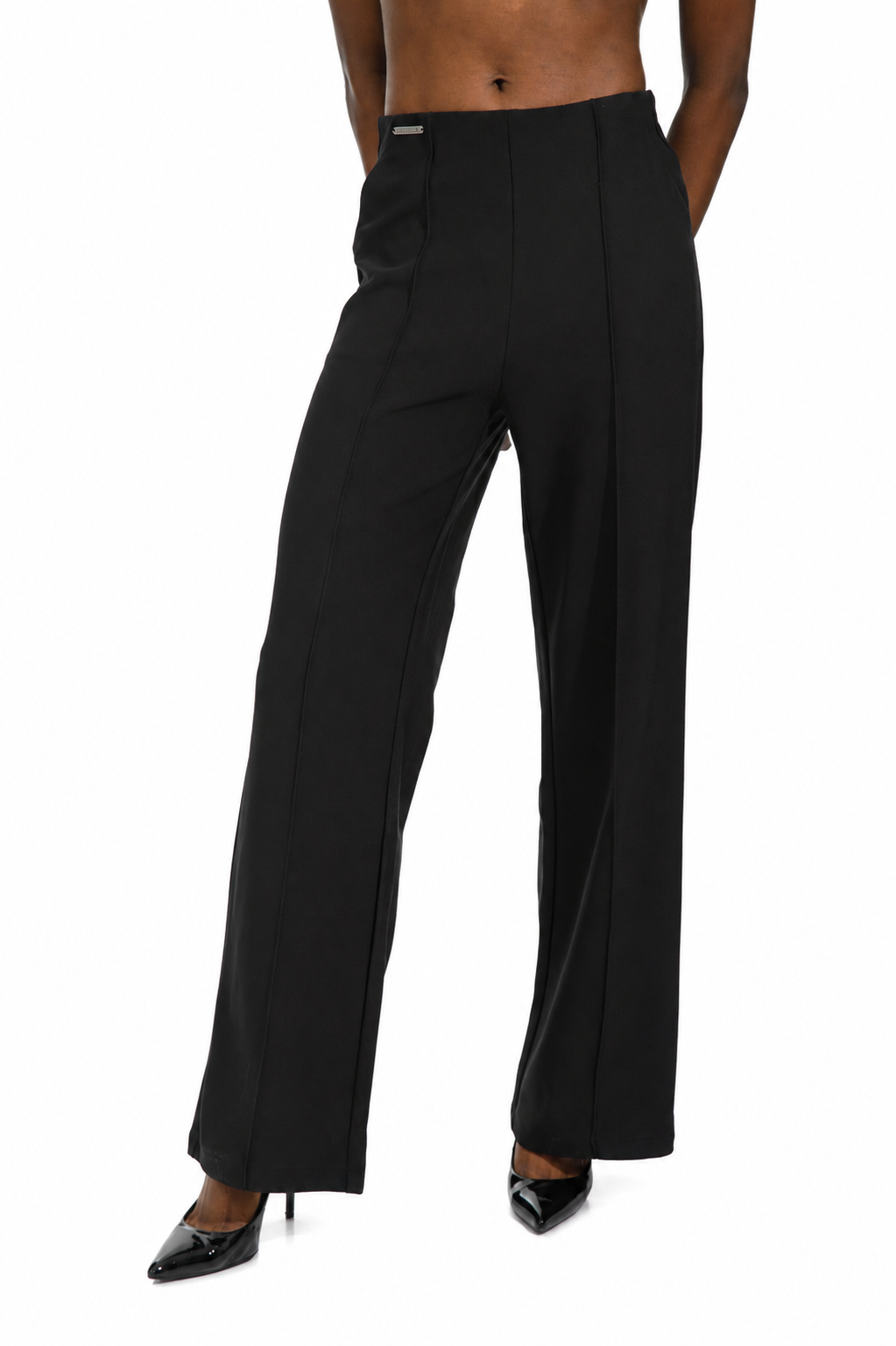 Noir Tailored Wide-Leg Trousers