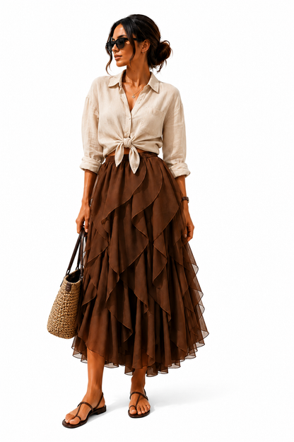 RUFFLE CHIFFON SKIRT