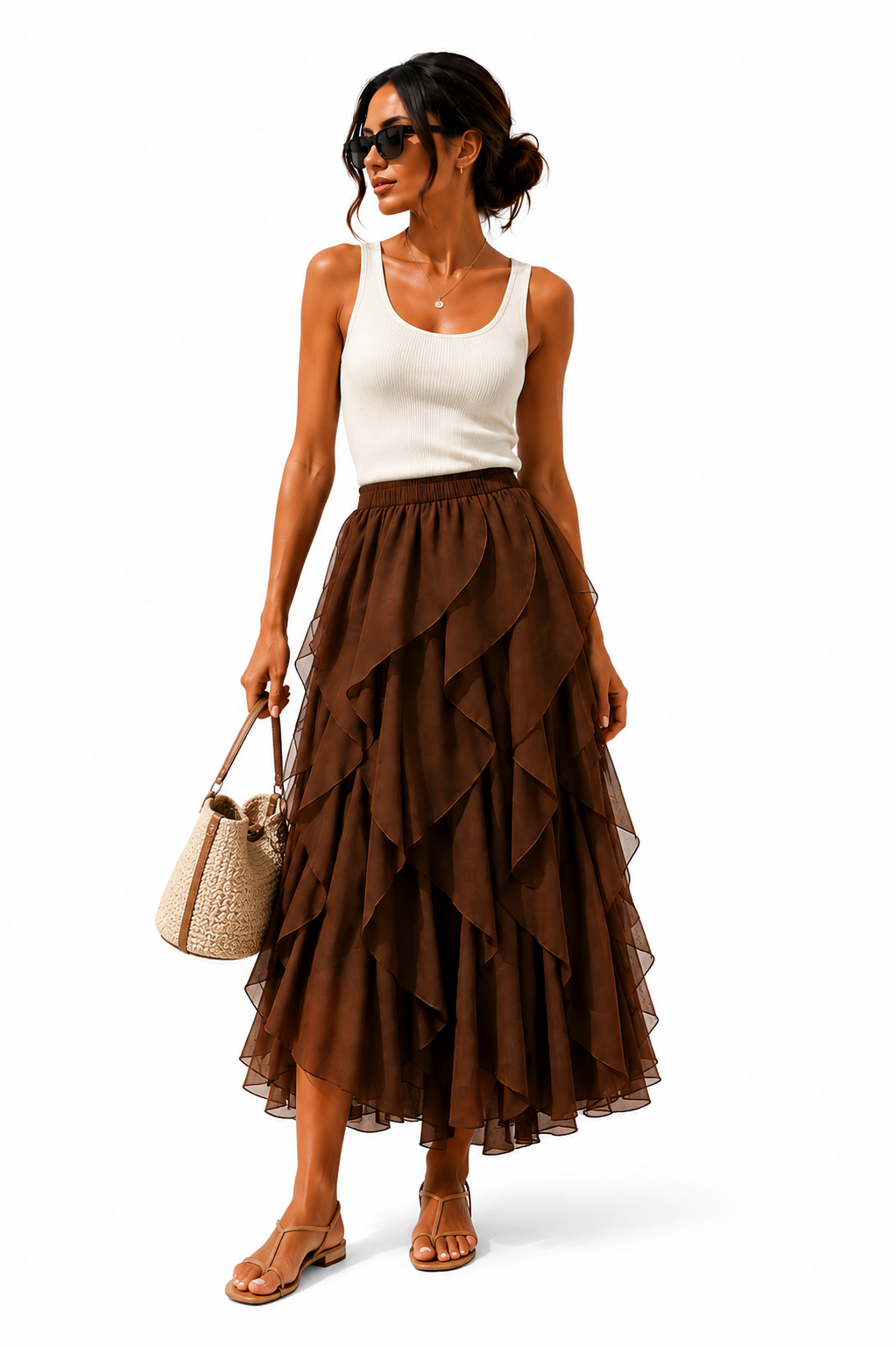 RUFFLE CHIFFON SKIRT