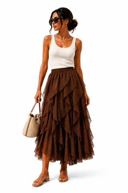 RUFFLE CHIFFON SKIRT