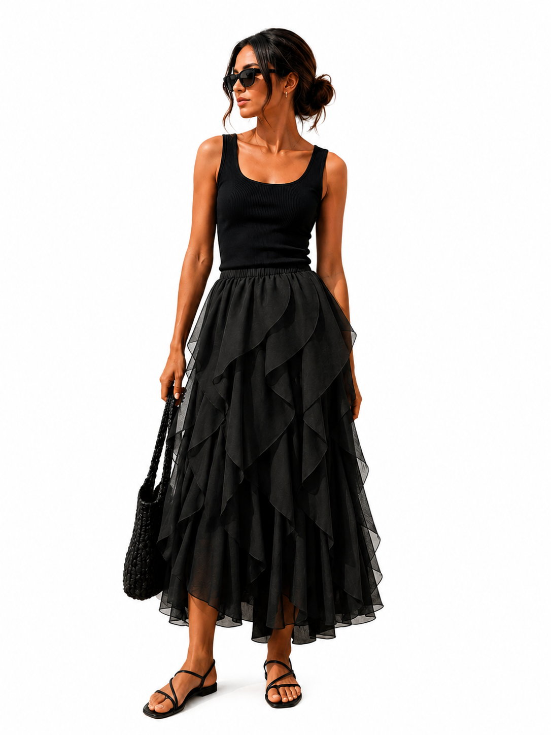 RUFFLE CHIFFON SKIRT