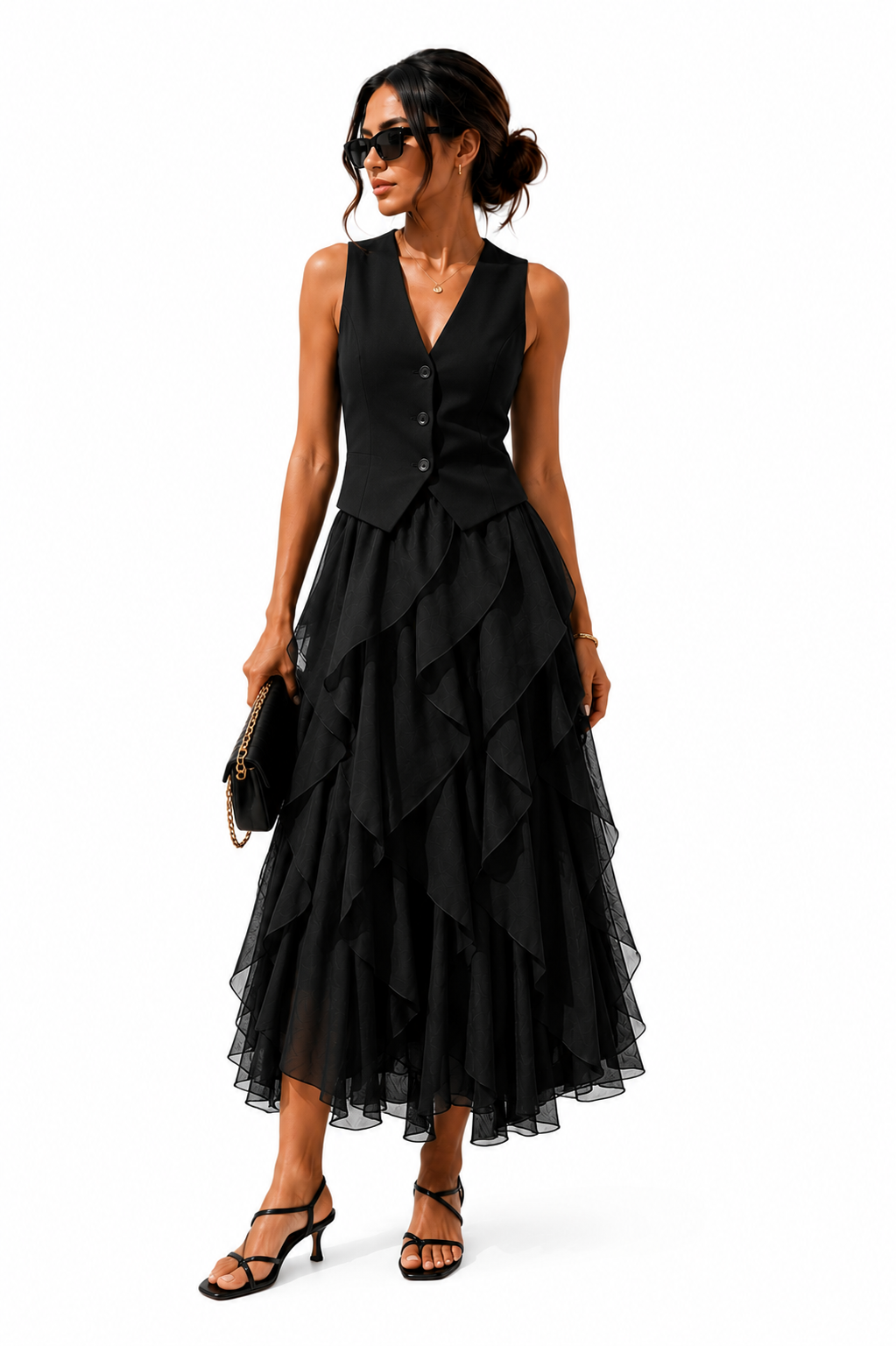 RUFFLE CHIFFON SKIRT