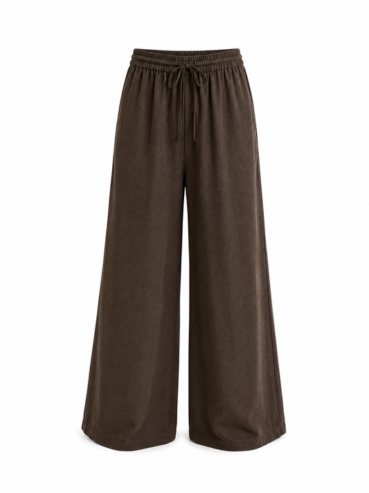 Ruffled Linen Lounge Set – Mocha Brown