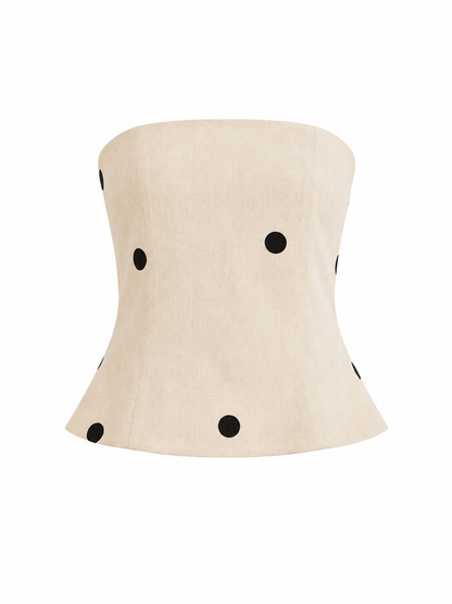 Beige Polka Dot Linen Set