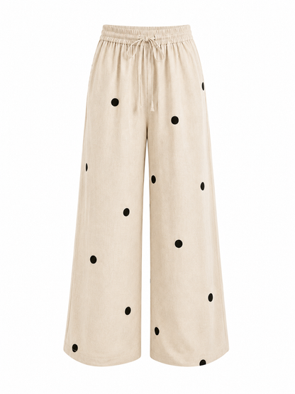 Beige Polka Dot Linen Set