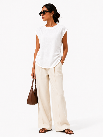 Pure Linen Draped Top