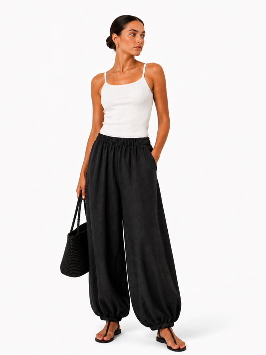 Pantalones Hinchados de Lino