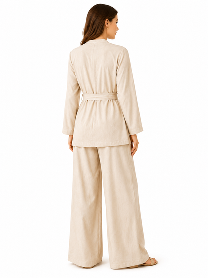 Sandstone Embroidered Linen Set