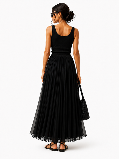 Falda Larga Plisada Elegancia Nocturna