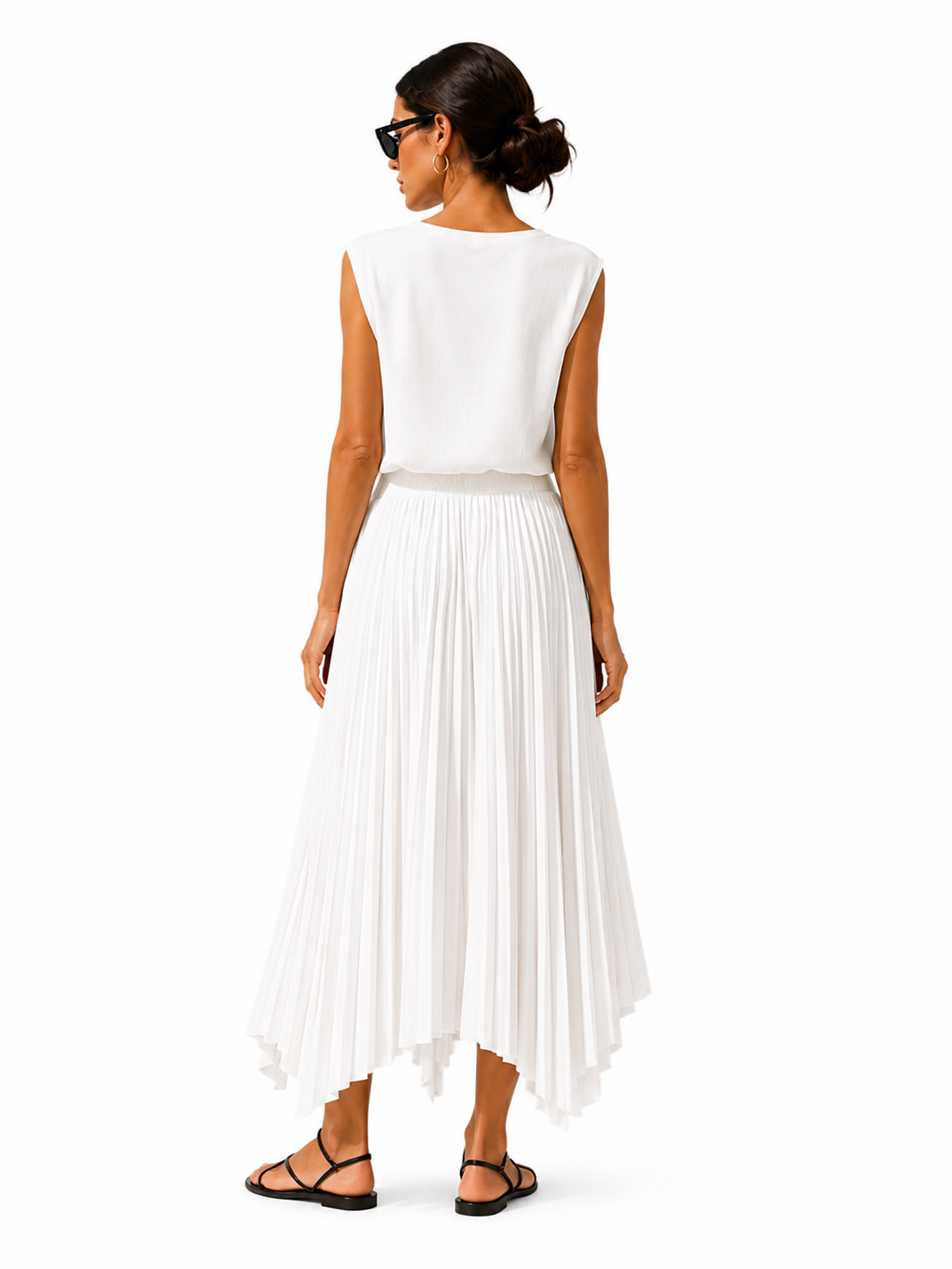 Ivory Breeze Pleated Midi Skirt