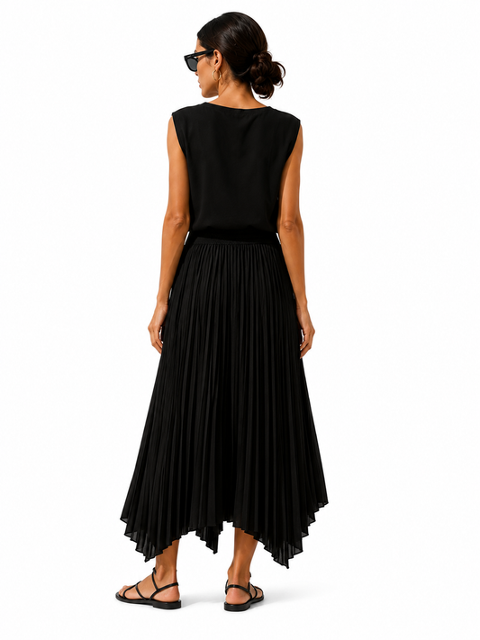 Ivory Breeze Pleated Midi Skirt