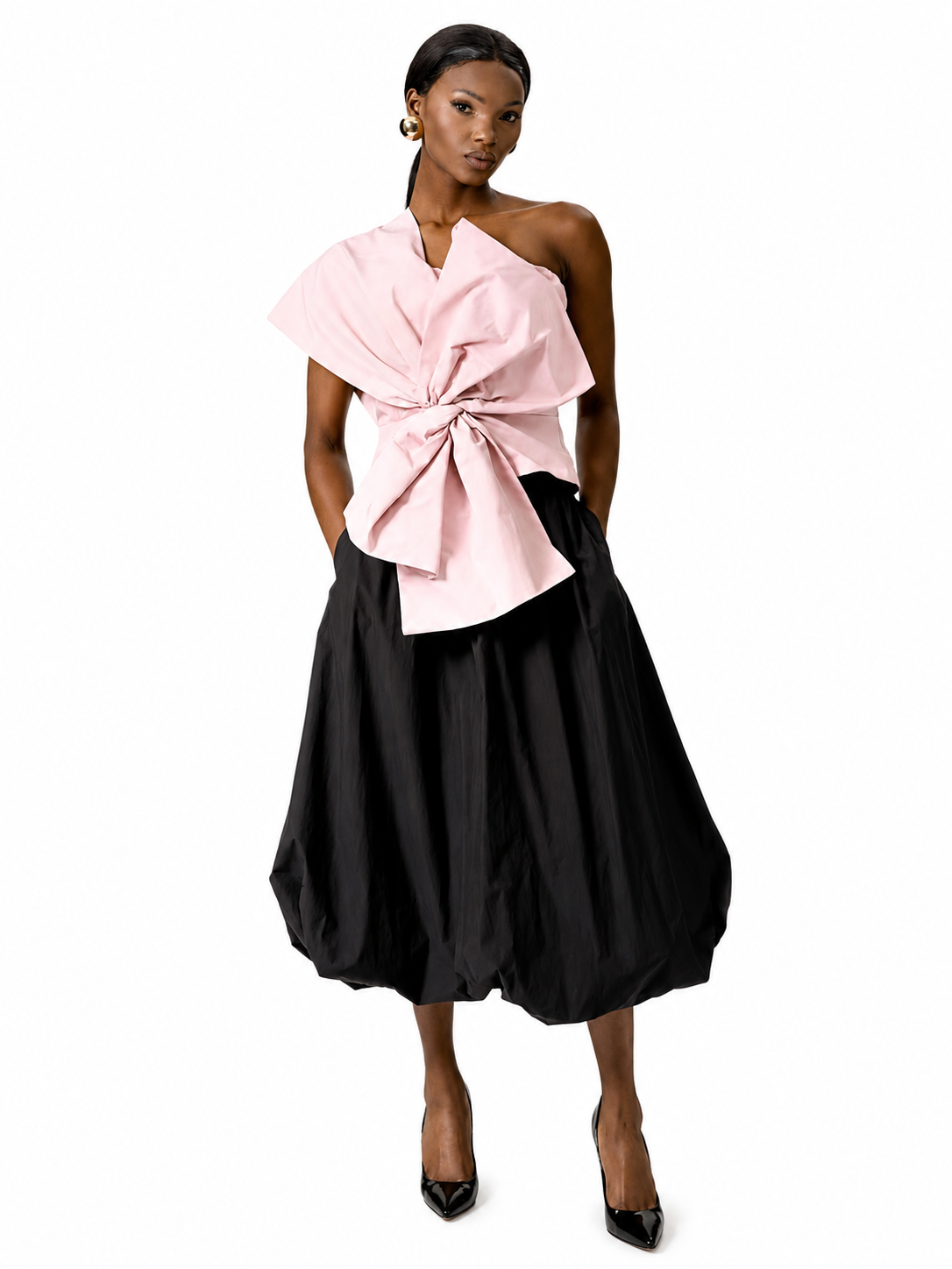 Elegant One-Shoulder Bow Blouse