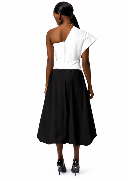 Elegant One-Shoulder Bow Blouse