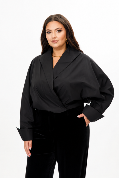 Elegant Wrap Blouse & Wide-Leg Trouser Set