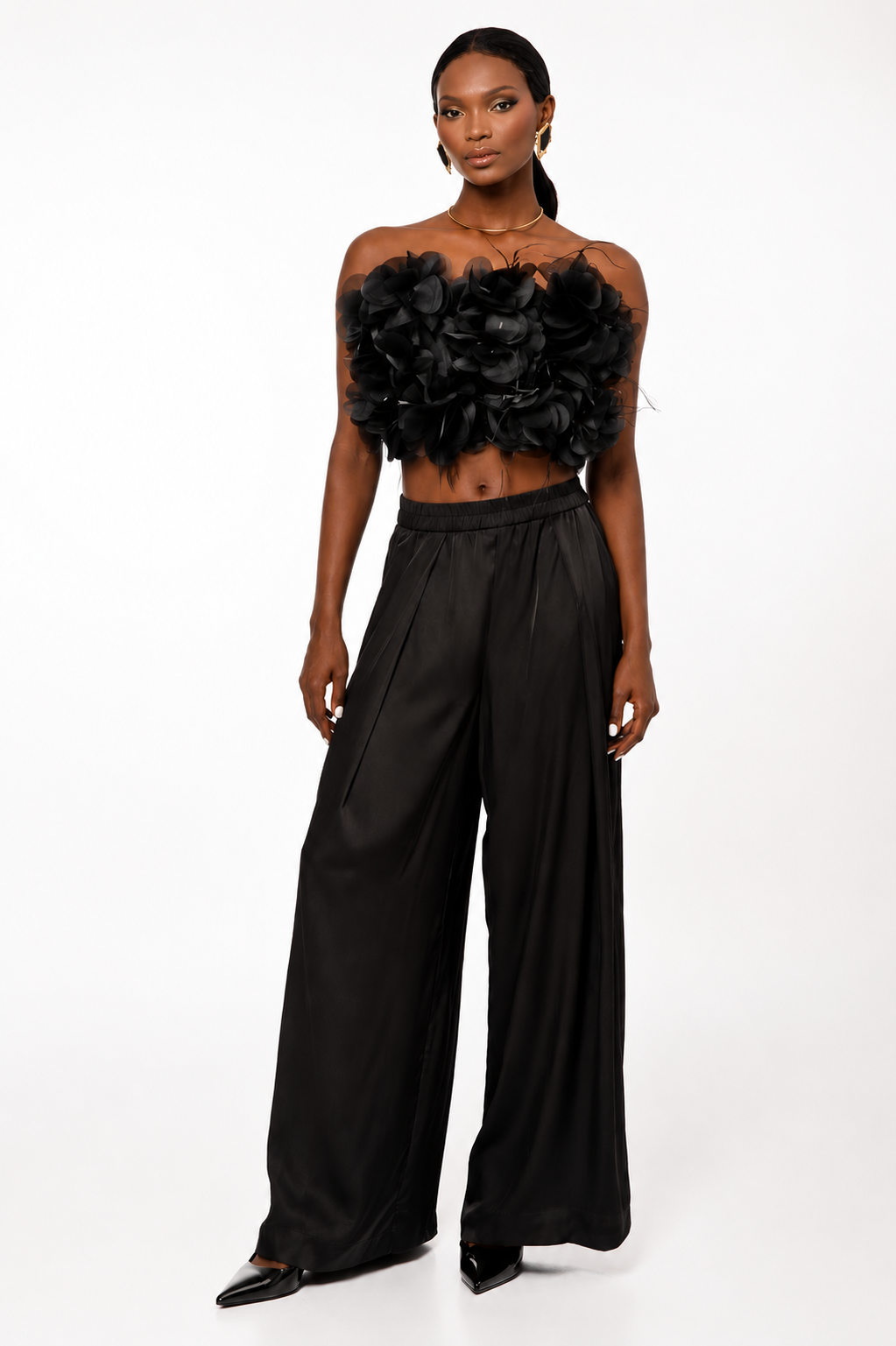 Rosette Bloom Strapless Top