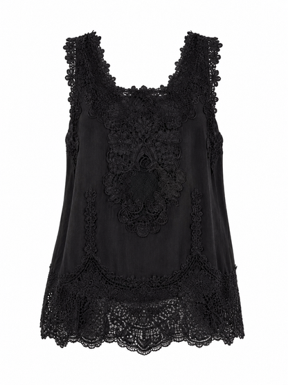 Midnight Lace Elegance Top – Black