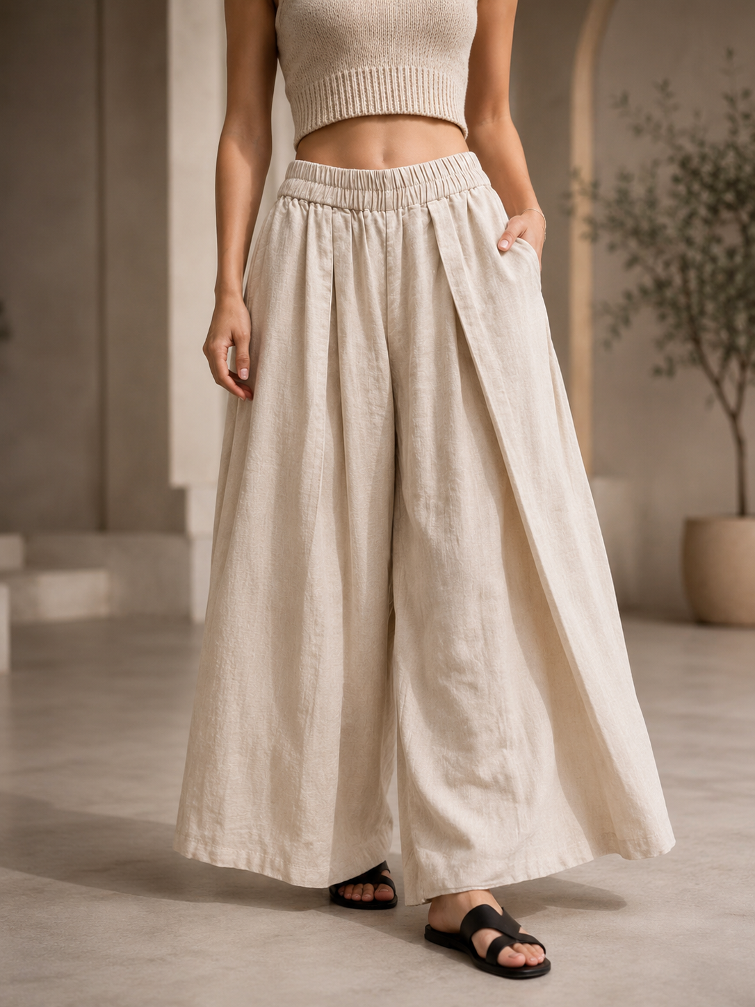 Noir Flow Wide-Leg Pants