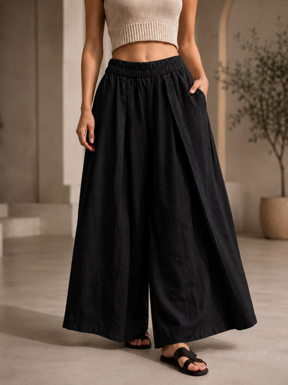Noir Flow Wide-Leg Pants
