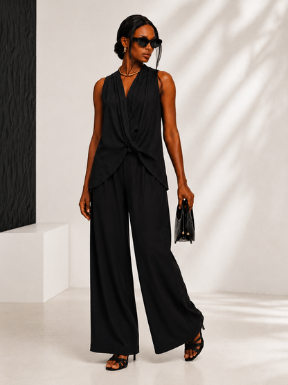 Women's Coffee Twist Front Sleeveless Blouse