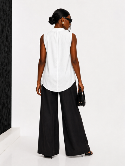 Women's Coffee Twist Front Sleeveless Blouse