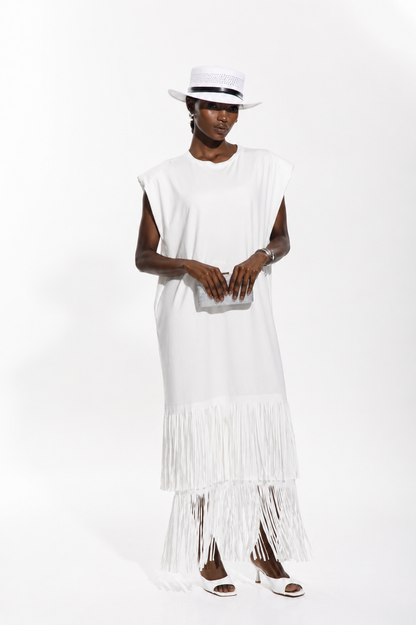 Ivory Fringe Maxi Dress