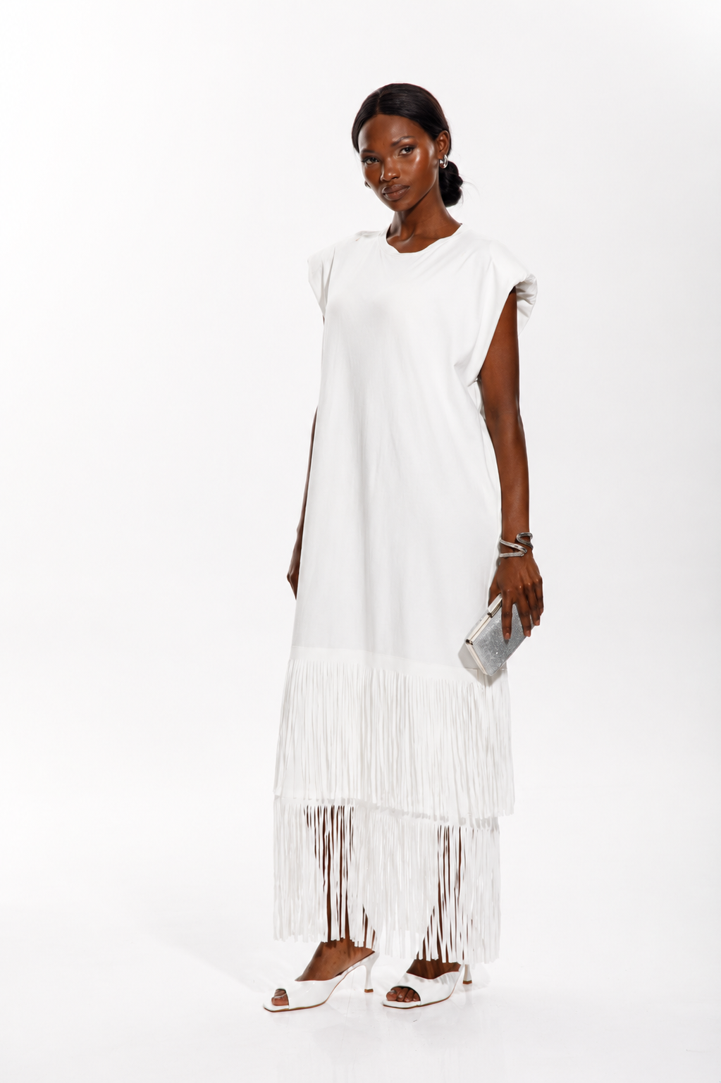 Ivory Fringe Maxi Dress