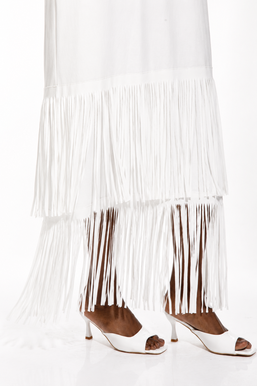 Ivory Fringe Maxi Dress