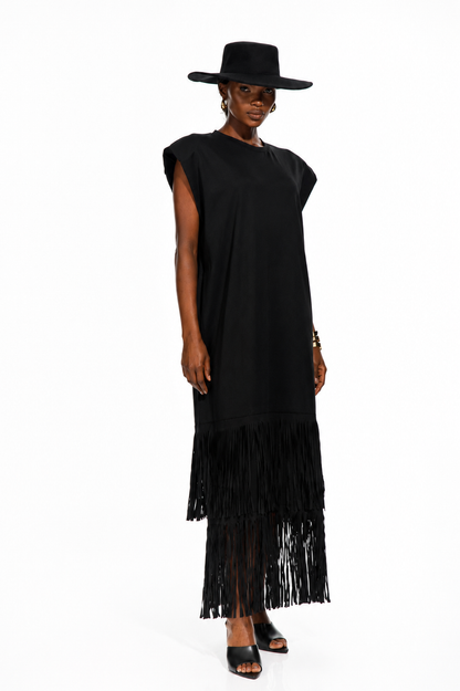 Ivory Fringe Maxi Dress