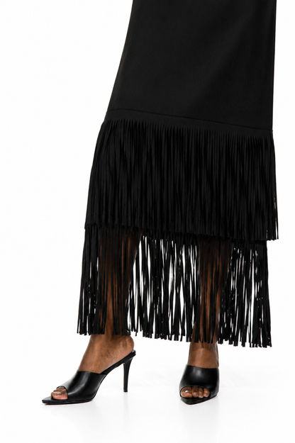 Ivory Fringe Maxi Dress