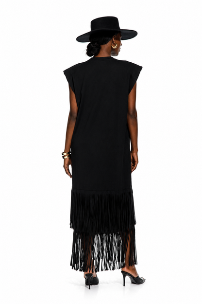 Ivory Fringe Maxi Dress