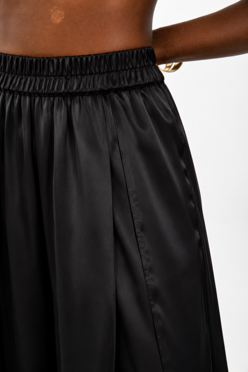 Midnight Flow Wide-Leg Satin Pants