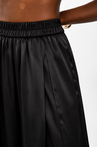 Midnight Flow Wide-Leg Satin Pants