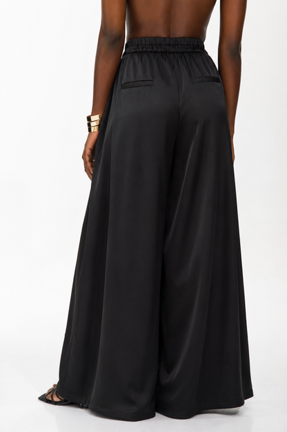Midnight Flow Wide-Leg Satin Pants