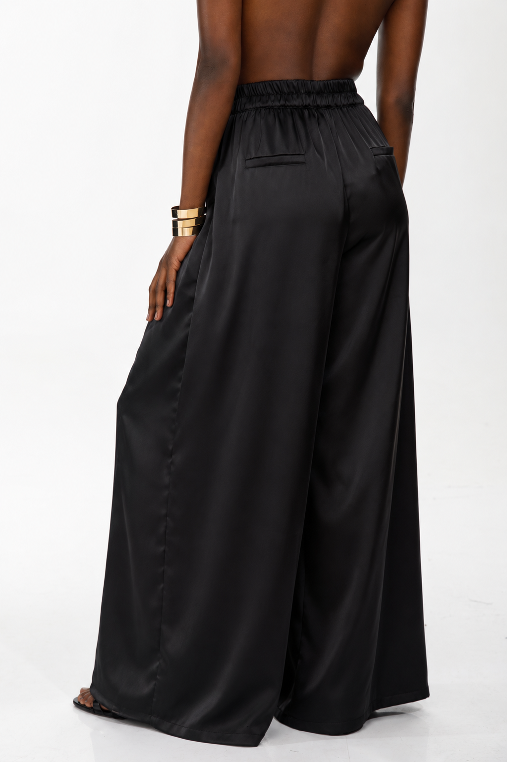 Midnight Flow Wide-Leg Satin Pants